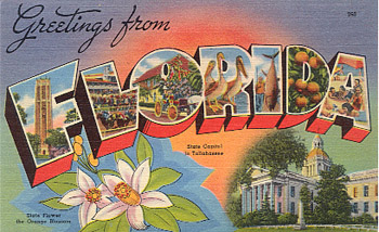 Featured is a Florida big-letter postcard image from the 1940s obtained from the Teich Archives (private collection).